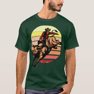 Bull Riding Cowboy Vintager Western Rodeo T-Shirt