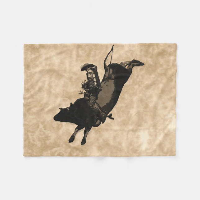 Bull Riding Hero - Rodeo Event Fleece Blanket (Vorderseite (Horizontal))
