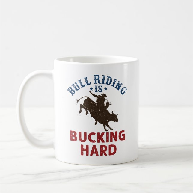 Bull Riding kackt harten, lustigen Bullrider Kaffeetasse (Links)