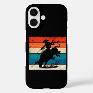 Bull Riding Rodeo Bull Reiter Western Ranch Retro iPhone 16 Hülle