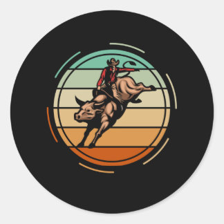 Bull Riding Rodeo Rider Cowboy Western Vintag Runder Aufkleber