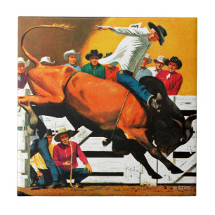 Bull Riding von Fred Ludekens Fliese