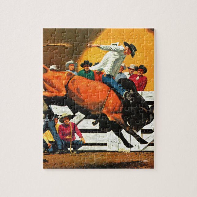 Bull Riding von Fred Ludekens Puzzle (Vertikal)