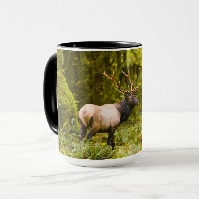 Bull Roosevelt Elk Stehend auf Wiese Tasse (Vorderseite Links)