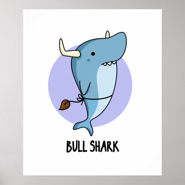 Bull Shark Funny Animal Shark Pub Poster (Vorne)