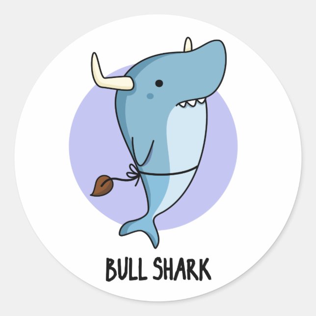 Bull Shark Funny Animal Shark Pub Runder Aufkleber (Vorderseite)