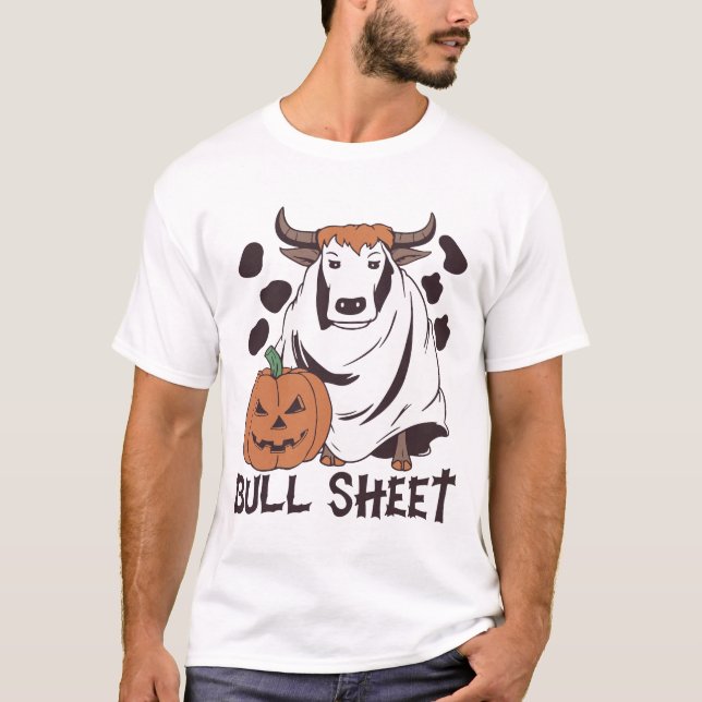 Bull Sheet Ghost Cow Halloween Funny Dies ist Bull T-Shirt (Vorderseite)