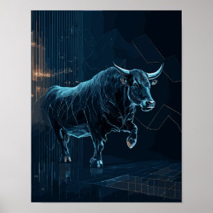 Bull Silhouette Stock Market Gift Office Wall Deko