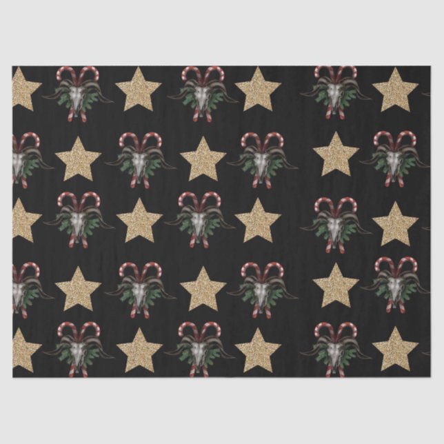 Bull Skull and Candy Cane Tissue Paper Seidenpapier (Vorderseite)