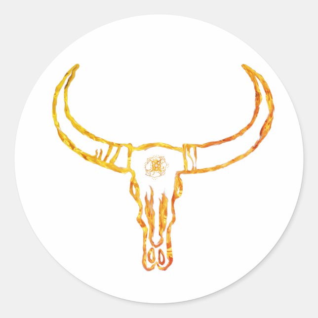 Bull Skull Gold Sticker (Vorderseite)