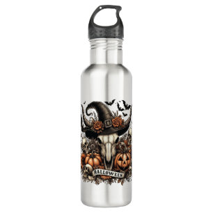 Bull Skull Halloween Kuh Edelstahlflasche