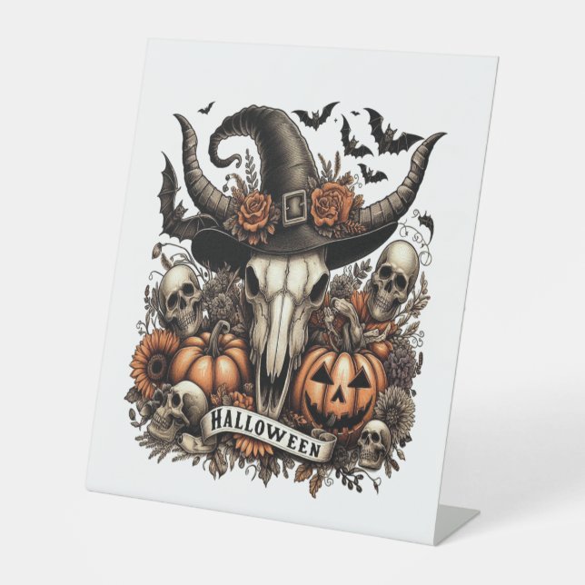 Bull Skull Halloween Kuh Sockelschild (Vorderseite)