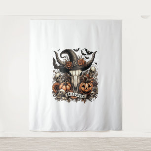Bull Skull Halloween Kuh Wandteppich