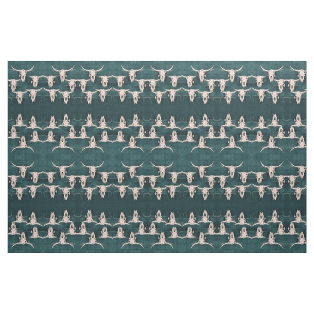 Bull Skull Rustic Vintager Aquamariner Grüner West Stoff (Fat Quarter (45,7 x 55,9 cm))