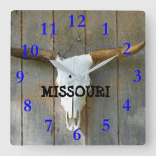 Bull Skull Square Wall Clock Quadratische Wanduhr