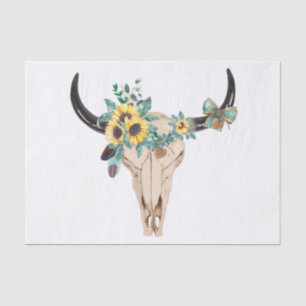 Bull Skull Sunflowers Seidenpapier