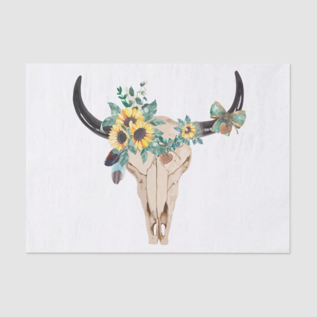 Bull Skull Sunflowers Seidenpapier (Vorderseite)