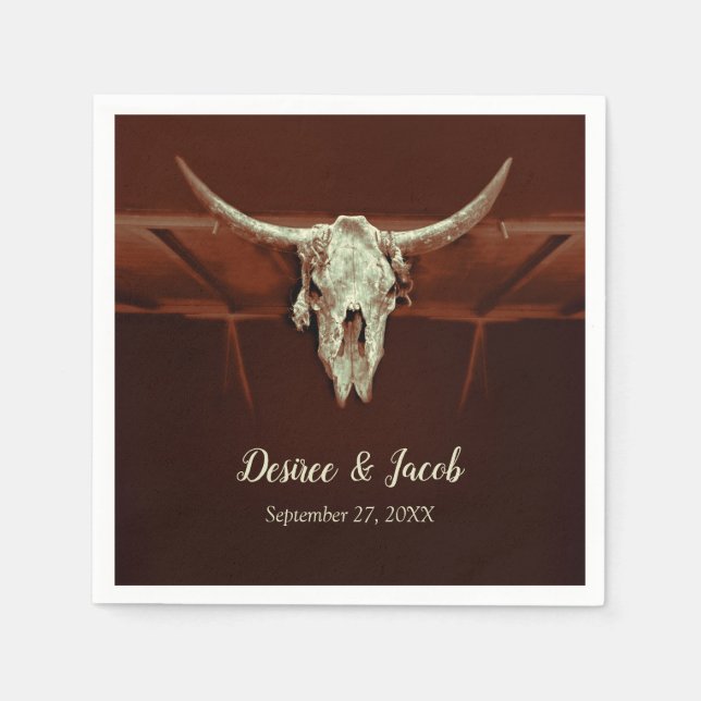 Bull Skull Wedding Brown Rustic Country Western Serviette (Vorderseite)