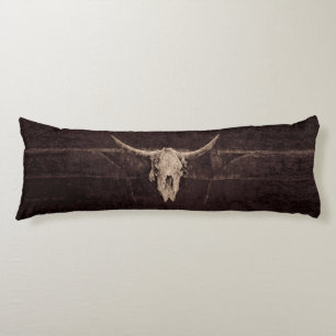 Bull Skull Western Altes Rustikales Braunes Beige Seitenschläferkissen