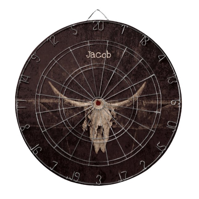 Bull Skull Western Braun Beige Altes Rustikales La Dartscheibe (vorne)