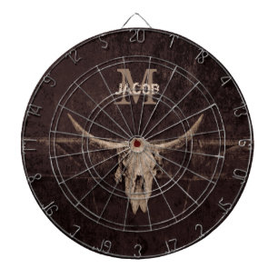 Bull Skull Western Braun Beige Altes rustikales Mo Dartscheibe