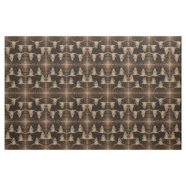 Bull Skull Western Brawn Sepia Rustikale Kunst Stoff (Fat Quarter (45,7 x 55,9 cm))