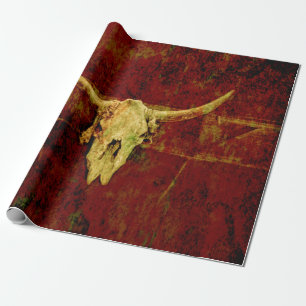 Bull Skull Western Country Braun Rustikale Grunge  Geschenkpapier