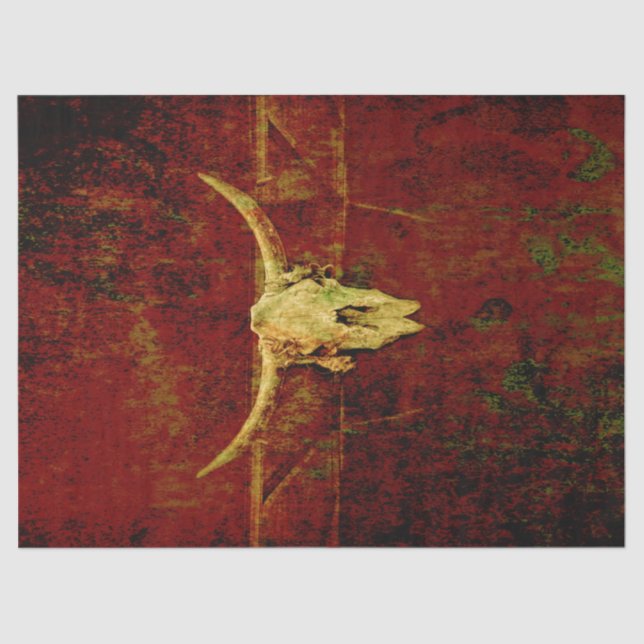Bull Skull Western Country Braun Rustikale Grunge  Seidenpapier (Vorderseite)