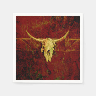 Bull Skull Western Country Braun Rustikale Grunge  Serviette