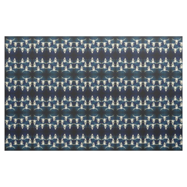 Bull Skull Western Land Rustikales Indigoblau Stoff (Fat Quarter (45,7 x 55,9 cm))