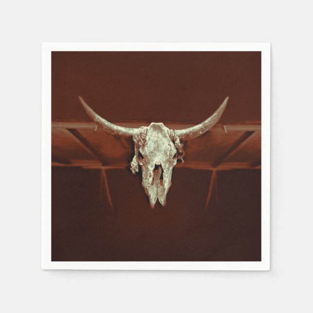 Bull Skull Wild West Brown Rustic Country Western Serviette (Vorderseite)