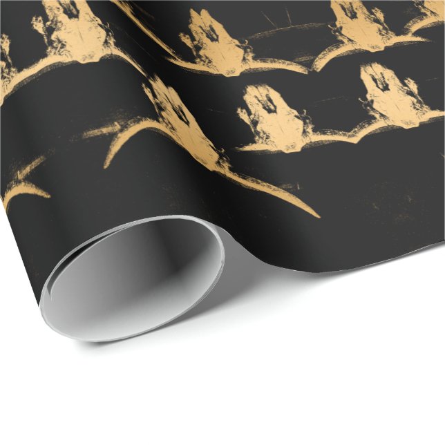 Bull Skulls Black Gold Elegant Stilvoll Geschenkpapier (Rolleneckpunkt)