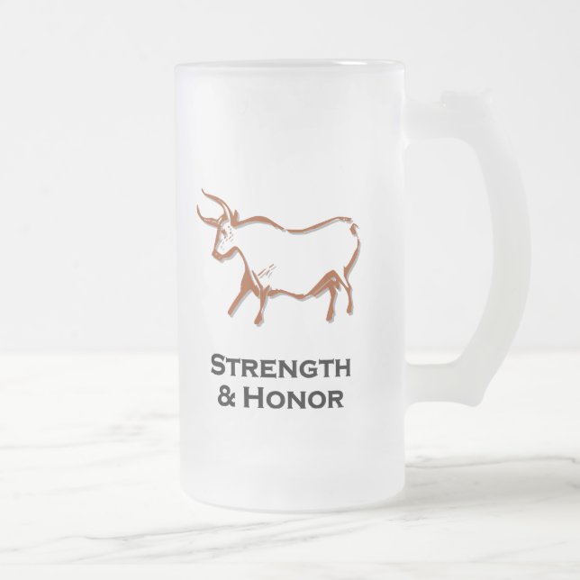 Bull Stärke und Ehrenbraun Shirt Mattglas Bierglas (Rechts)