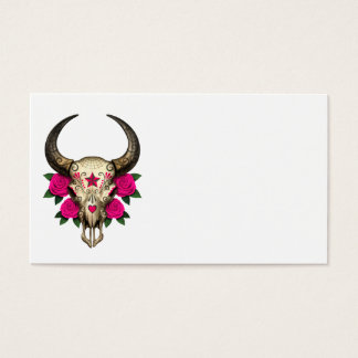 Bull Sugar Skull mit rosa Rosen