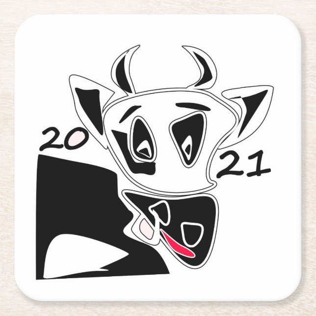 Bull-Symbol Neujahr 2021 Chinesischer Kalender sch Rechteckiger Pappuntersetzer (Vorderseite)