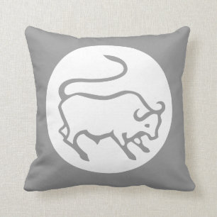 BULL / taurus astrologie GRAU / WEISS Kissen