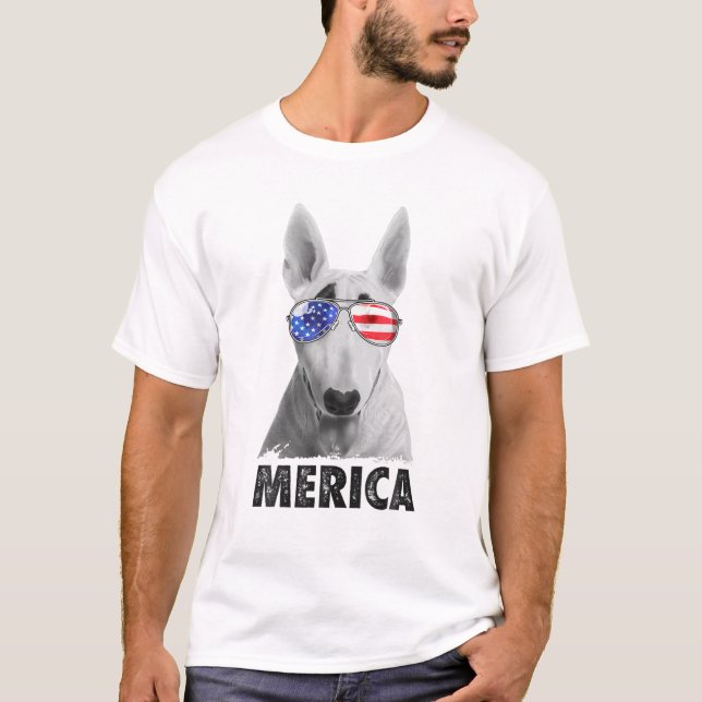 Bull Terrier 4. Juli Merica Men American Flag T-Shirt (Vorderseite)
