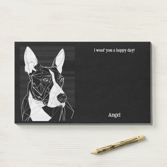 Bull Terrier Abstrakt Art Dog Name Post-it Klebezettel (Auf Schreibtisch)
