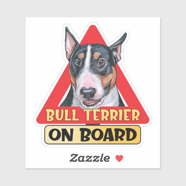 Bull Terrier an Bord Englisch Hund Red Traffic Sig Aufkleber (Blatt)