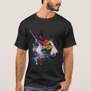 Bull Terrier Art Splash of Paint Abstrakt Colorf T-Shirt