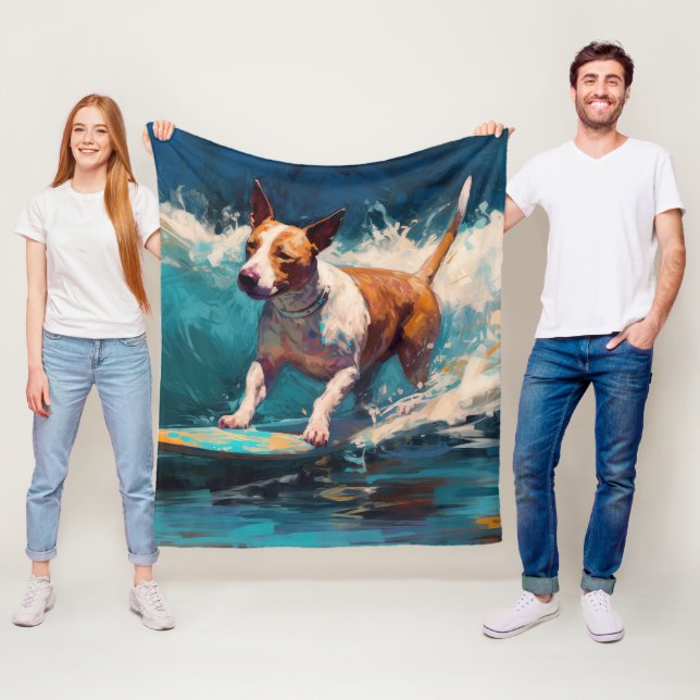 Bull Terrier Beach Surfanstrich Fleecedecke (Beispiel)