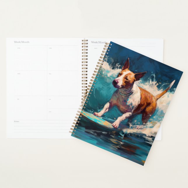 Bull Terrier Beach Surfanstrich Planer (Anzeige)