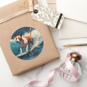 Bull Terrier Beach Surfanstrich Runder Aufkleber