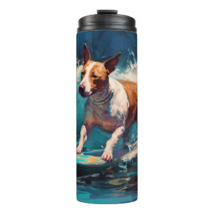 Bull Terrier Beach Surfanstrich Thermosbecher
