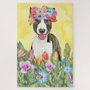 Bull Terrier Blume Puzzle