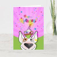 Bull Terrier Cartoon Card "Happy Birthday"
