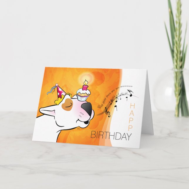 Bull Terrier Cartoon Card "Happy Birthday" Karte (Vorderseite)