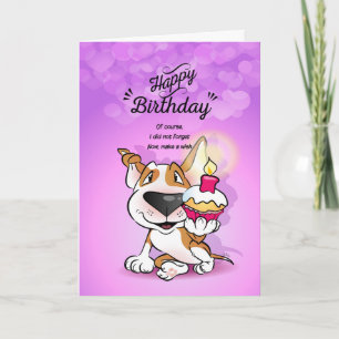 Bull Terrier Cartoon Card "Happy Birthday" Karte