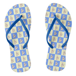 Bull Terrier Checkered Flip Flops