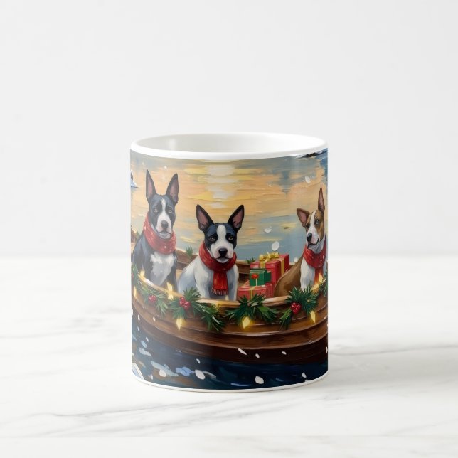 Bull Terrier Christmas Boat Holiday Kaffeetasse (Mittel)